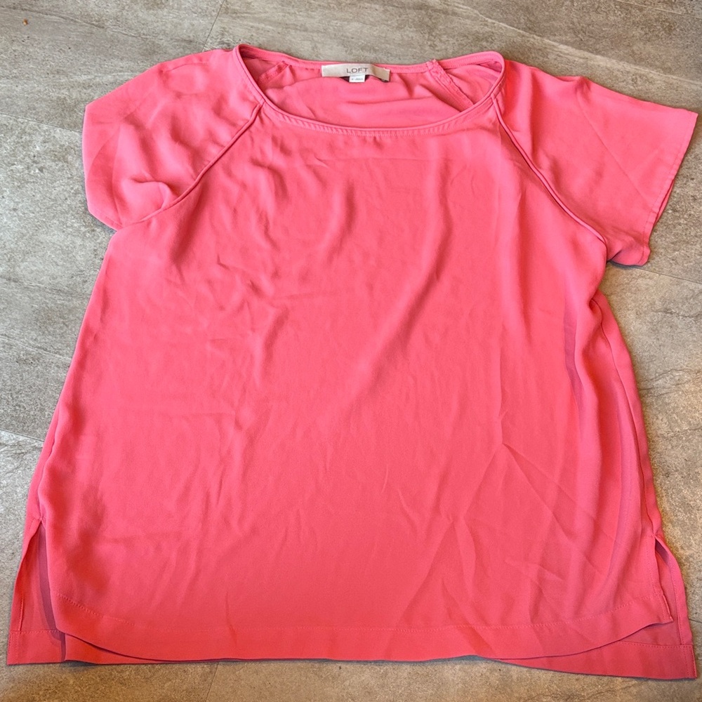 LOFT Vibrant Pink Short Sleeve Top